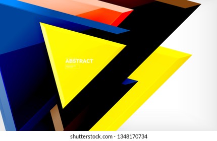 Flying triangles compostion geometric background. Vector illustration