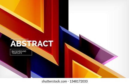 Flying triangles compostion geometric background. Vector illustration