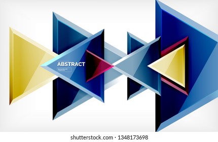 Flying triangles compostion geometric background. Vector illustration