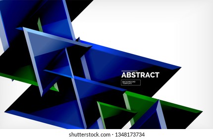Flying triangles compostion geometric background. Vector illustration