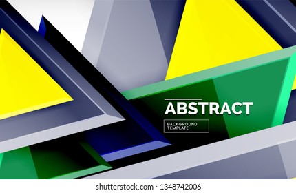 Flying triangles compostion geometric background. Vector illustration