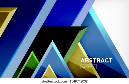 Flying triangles compostion geometric background. Vector illustration