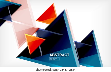 Flying triangles compostion geometric background. Vector illustration