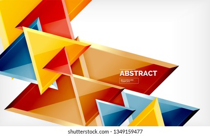Flying triangles compostion geometric background. Vector illustration