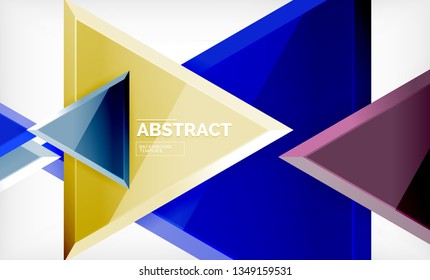 Flying triangles compostion geometric background. Vector illustration