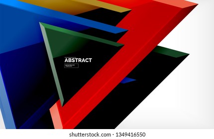 Flying triangles compostion geometric background. Vector illustration