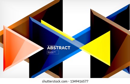 Flying triangles compostion geometric background. Vector illustration