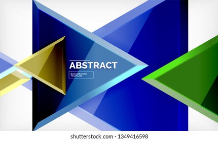 Flying triangles compostion geometric background. Vector illustration