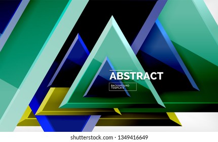 Flying triangles compostion geometric background. Vector illustration