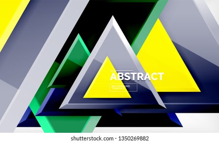 Flying triangles compostion geometric background. Vector illustration