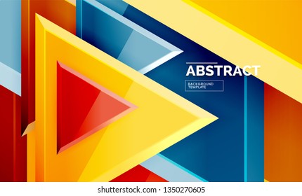 Flying triangles compostion geometric background. Vector illustration