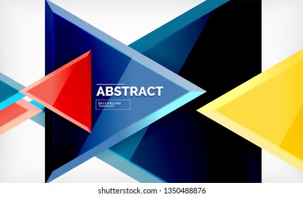 Flying triangles compostion geometric background. Vector illustration