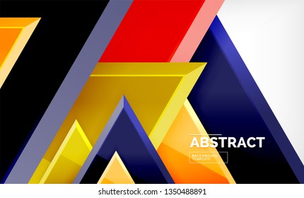Flying triangles compostion geometric background. Vector illustration