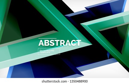 Flying triangles compostion geometric background. Vector illustration