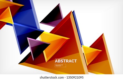 Fliegende Dreiecke, geometrischer Hintergrund der Komposition. Vektorgrafik
