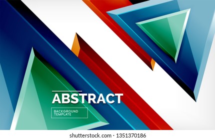 Flying triangles compostion geometric background. Vector illustration