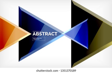 Flying triangles compostion geometric background. Vector illustration