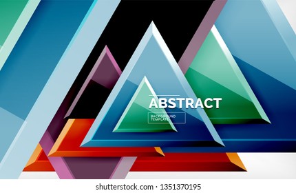 Flying triangles compostion geometric background. Vector illustration