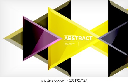 Flying triangles compostion geometric background. Vector illustration