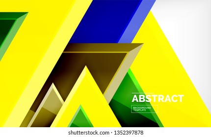 Flying triangles compostion geometric background. Vector illustration