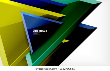 Flying triangles compostion geometric background. Vector illustration