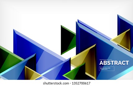 Flying triangles compostion geometric background. Vector illustration