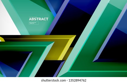 Fliegende Dreiecke, geometrischer Hintergrund der Komposition. Vektorgrafik