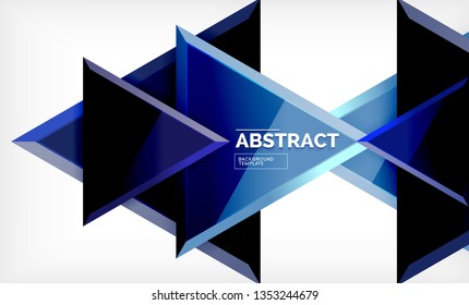Flying triangles compostion geometric background. Vector illustration