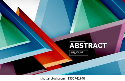 Flying triangles compostion geometric background. Vector illustration