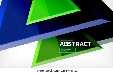 Flying triangles compostion geometric background. Vector illustration