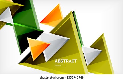 Flying triangles compostion geometric background. Vector illustration