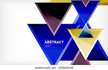 Flying triangles compostion geometric background. Vector illustration