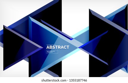 Fliegende Dreiecke, geometrischer Hintergrund der Komposition. Vektorgrafik