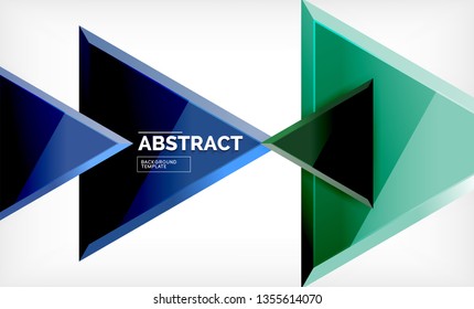 Flying triangles compostion geometric background. Vector illustration