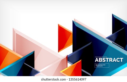 Flying triangles compostion geometric background. Vector illustration