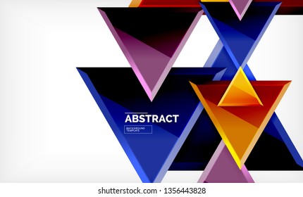 Flying triangles compostion geometric background. Vector illustration
