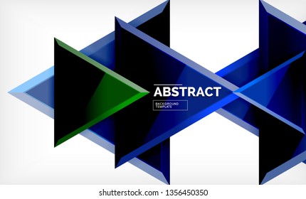 Flying triangles compostion geometric background. Vector illustration