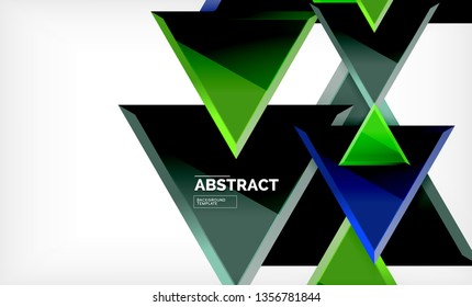 Flying triangles compostion geometric background. Vector illustration