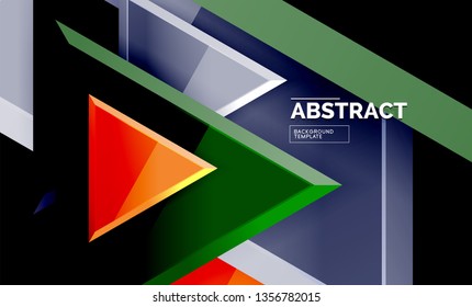 Flying triangles compostion geometric background. Vector illustration
