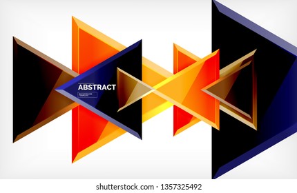 Flying triangles compostion geometric background. Vector illustration