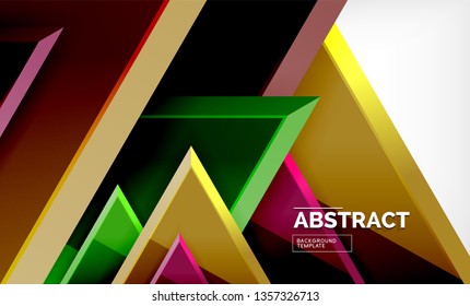Flying triangles compostion geometric background. Vector illustration