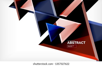 Flying triangles compostion geometric background. Vector illustration