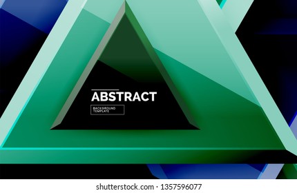 Flying triangles compostion geometric background. Vector illustration