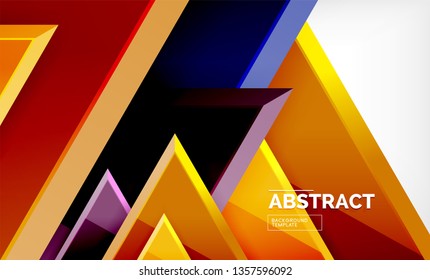 Flying triangles compostion geometric background. Vector illustration