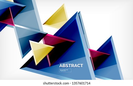 Flying triangles compostion geometric background. Vector illustration