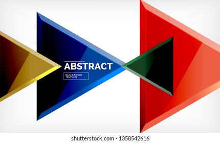 Flying triangles compostion geometric background. Vector illustration