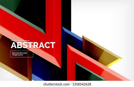 Flying triangles compostion geometric background. Vector illustration