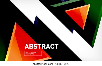 Flying triangles compostion geometric background. Vector illustration