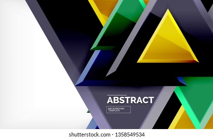 Flying triangles compostion geometric background. Vector illustration