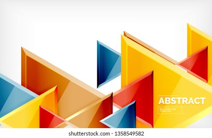 Flying triangles compostion geometric background. Vector illustration